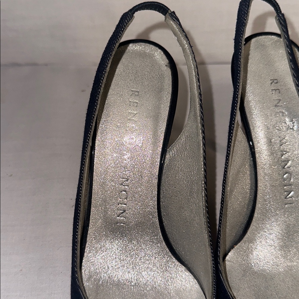 Rene Mancini Jean Peep Toe Slingback Heels - Picture 8 of 9